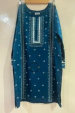 teal blue hand embroidered tarkashi and chikankari