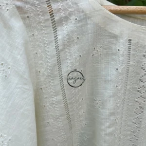 off-white tarkashi and chikankaari dress