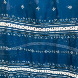 Premium hand embroidered chikankari silk dupatta with intricate tarkashi work, elegant ethnic fashion wear